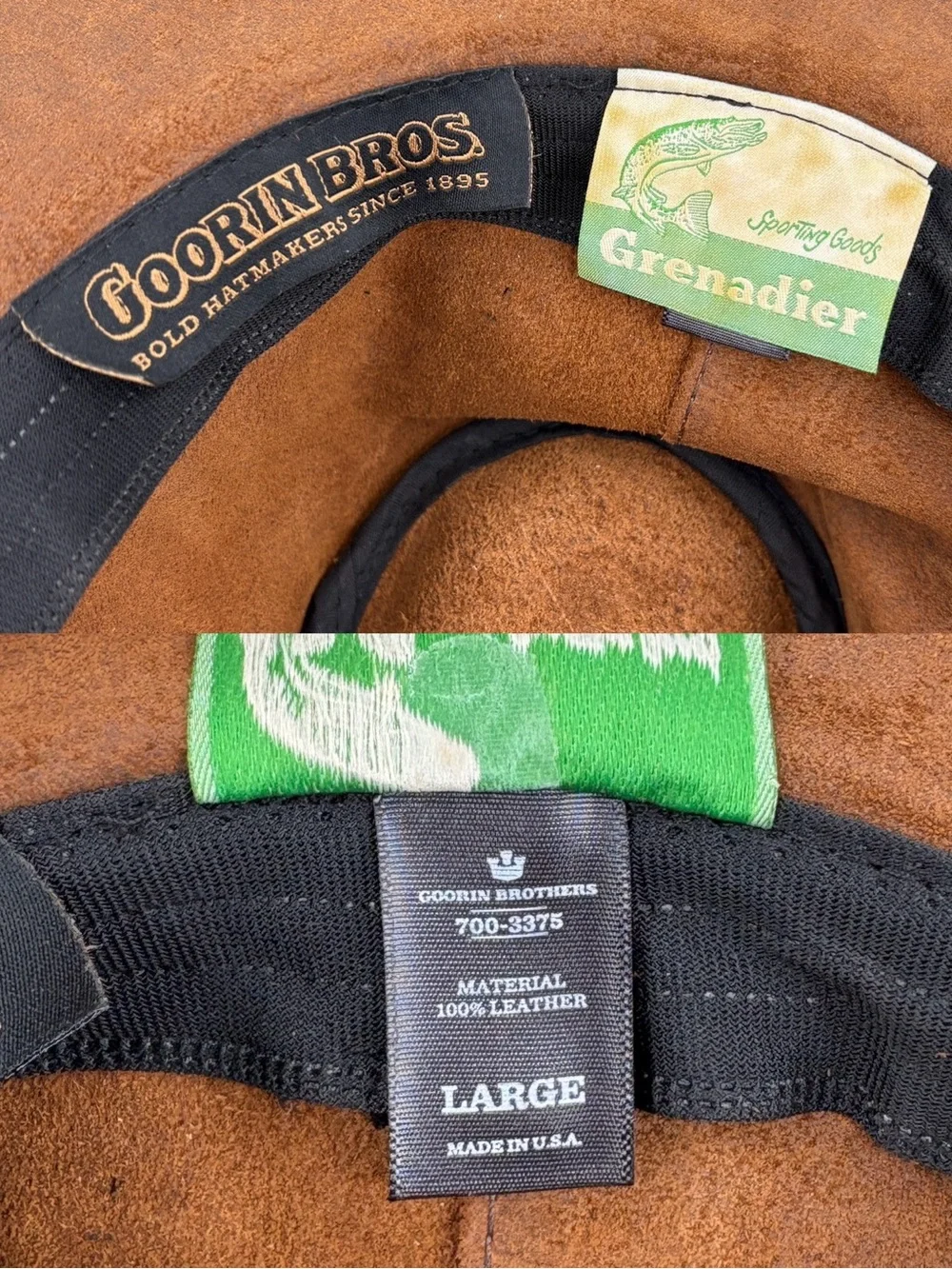 GOORIN BROS Brown Leather Grenadier Hat Large